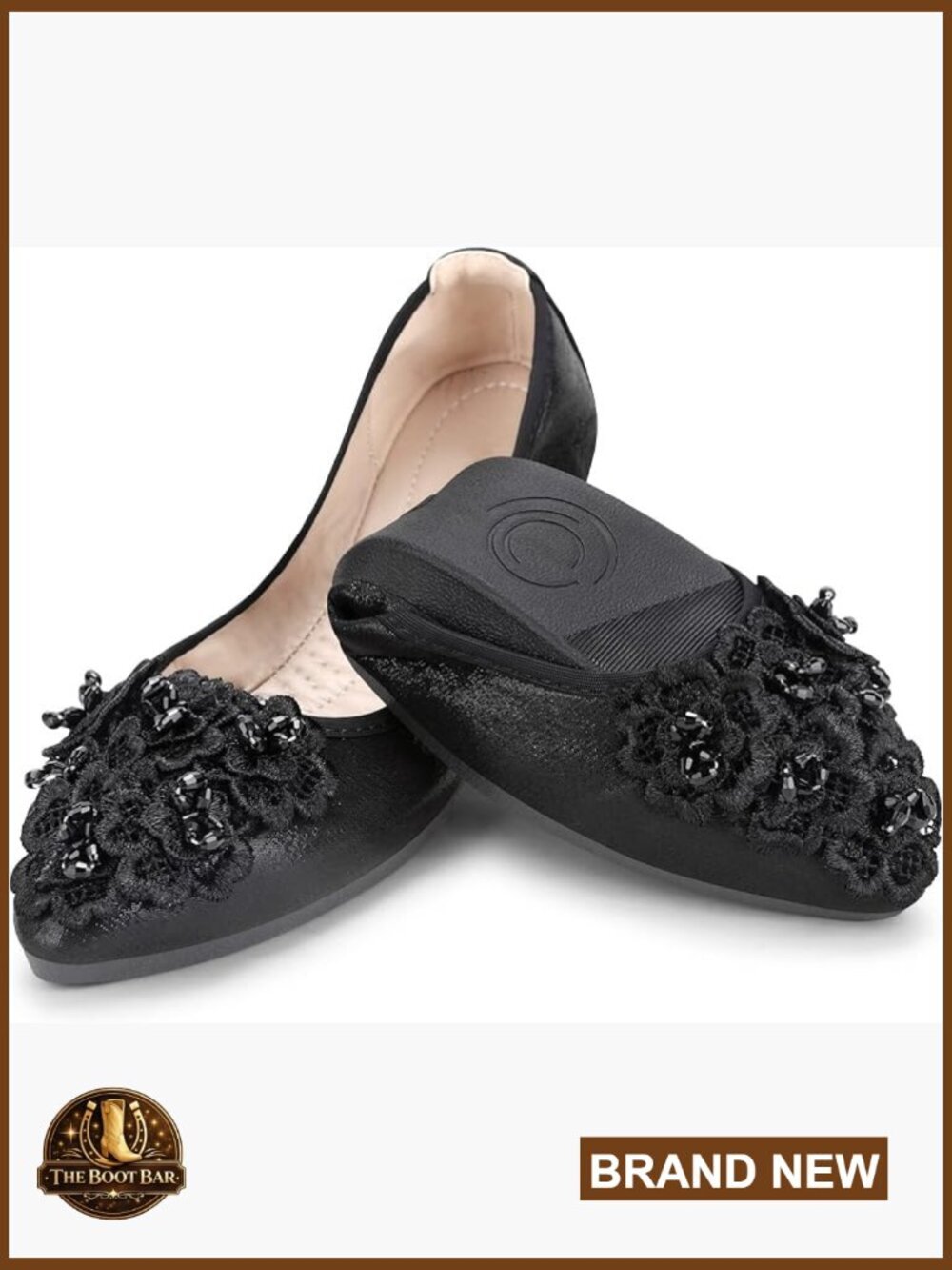 Rhinestone Ballet Flats Foldable Slip On Comfort Wedding Party Shoes